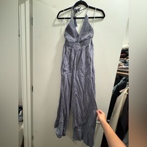 Blue Gray Halter Jumpsuit